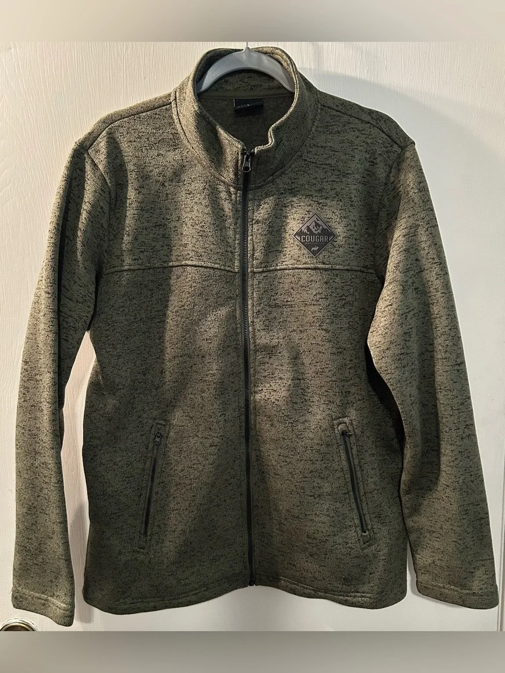Prairie Mountain “Cougar Washington” Men's Olive green Zip-Up Knit Jacket Size L